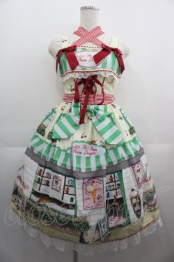 画像1: BABY,THE STARS SHINE BRIGHT / Kitten’s Sweet Cherries Cafe Diner柄リボンジャンパースカート  レモン I-25-05-01-054-BA-OP-HD-ZI