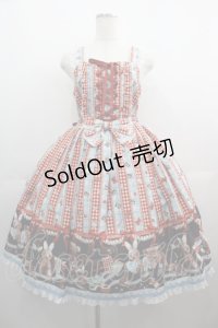 metamorphose / Happy Sewing Time フリルジャンパースカート+ヘッドドレスセット 1 サックスｘ赤 I-25-05-01-065-ME-OP-HD-ZI