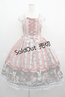 画像1: metamorphose / Happy Sewing Time フリルジャンパースカート+ヘッドドレスセット 1 サックスｘ赤 I-25-05-01-065-ME-OP-HD-ZI