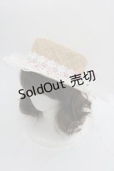 metamorphose / うさぎさんリボンレース麦わらハット  アイボリーｘピンクｘ白 I-25-05-01-123-ME-AC-HD-ZI