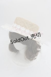 metamorphose / うさぎさんリボンレース麦わらハット  アイボリーｘピンクｘ白 I-25-05-01-123-ME-AC-HD-ZI