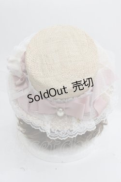 画像3: metamorphose / うさぎさんリボンレース麦わらハット  アイボリーｘピンクｘ白 I-25-05-01-123-ME-AC-HD-ZI
