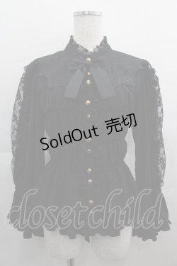画像1: metamorphose / コウモリ付け襟シャーリングブラウス 1 黒 I-25-05-01-020-ME-BL-HD-ZI