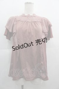 axes femme / レースラッフルテレコトップス M ピンク I-25-05-01-025-AX-TO-HD-ZI