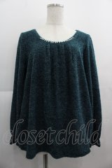 axes femme / パール襟ラメニットトップス  グリーン I-25-05-01-029-AX-TO-HD-ZI