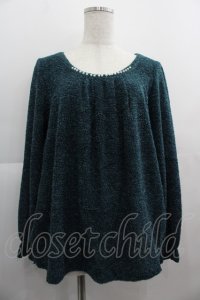 axes femme / パール襟ラメニットトップス  グリーン I-25-05-01-029-AX-TO-HD-ZT190