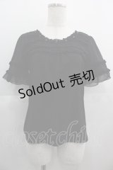 axes femme / スクエアレース半袖カットソー  黒 I-25-05-01-030-AX-TO-HD-ZI