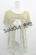 axes femme / フラワー切替半袖トップス  カーキ I-25-05-01-031-AX-TO-HD-ZI