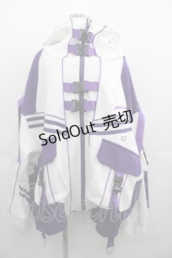 画像1: REFLEM / サイバー切替ボリュームネックジャージパーカー  白Ｘパープル I-25-05-01-035-PU-TO-HD-ZI