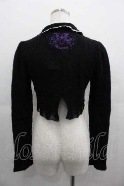 画像2: HONEY / 後ろ蝶刺繍ニットボレロ  黒Ｘ紫 I-25-05-07-052-HN-TO-HD-ZI