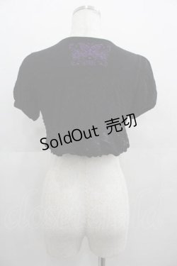 画像2: HONEY / 蝶ロゴ刺繍ニット切り替え半袖ボレロ  黒Ｘ紫 I-25-05-07-054-HN-TO-HD-ZI