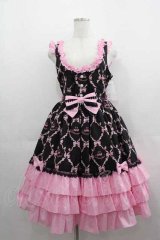 metamorphose / Dressy Ribbon フリルジャンパースカート 1 黒Ｘピンク I-25-05-07-061-ME-OP-HD-ZI