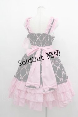 画像2: metamorphose / Dressy Ribbon フリルジャンパースカート 1 黒Ｘピンク I-25-05-07-061-ME-OP-HD-ZI
