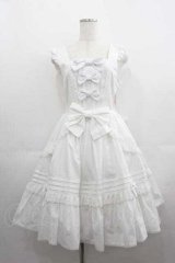 metamorphose / はしごレースピンタックリボンジャンパースカート  白 I-25-05-07-062-ME-OP-HD-ZI