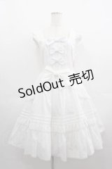metamorphose / はしごレースピンタックリボンジャンパースカート  白 I-25-05-07-062-ME-OP-HD-ZI