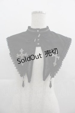 画像1: Ozz oneste / クロス刺繍つけ襟  黒 I-25-05-07-106-OO-ZA-HD-ZI
