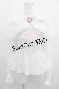 metamorphose / 木漏れ日のトロイメライ ケープ付き長袖ブラウス  白 I-25-05-07-019-ME-BL-HD-ZI