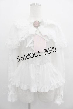 画像1: metamorphose / 木漏れ日のトロイメライ ケープ付き長袖ブラウス  白 I-25-05-07-019-ME-BL-HD-ZI