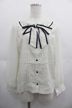 画像1: axes femme POETIQUE / リボン付ストロベリー刺繍ブラウス M ベージュ I-25-05-07-025-AX-BL-HD-ZI