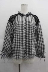 axes femme POETIQUE / 肩レースデザインパフ袖ブラウス M 黒 I-25-05-07-026-AX-TO-HD-ZI
