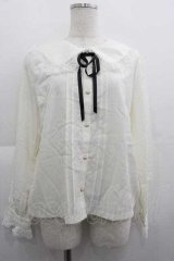 axes femme POETIQUE / レースデザインビッグ襟ブラウス M 生成り I-25-05-07-027-AX-BL-HD-ZI