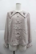 axes femme POETIQUE / フラワー刺繍スカラップ襟ブラウス M ピンク I-25-05-07-028-AX-BL-HD-ZI