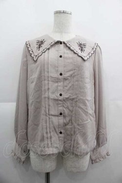 画像1: axes femme POETIQUE / フラワー刺繍スカラップ襟ブラウス M ピンク I-25-05-07-028-AX-BL-HD-ZI