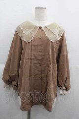 axes femme POETIQUE / 刺繍ビッグ襟ボリューム袖ブラウス M モカ I-25-05-07-029-AX-BL-HD-ZI