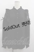 axes femme POETIQUE / 肩レースデザインブラウス M ブラック I-25-05-07-030-AX-BL-HD-ZI