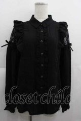 axes femme POETIQUE / 肩レースデザインブラウス M ブラック I-25-05-07-030-AX-BL-HD-ZI