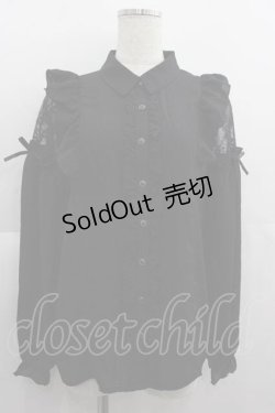 画像1: axes femme POETIQUE / 肩レースデザインブラウス M ブラック I-25-05-07-030-AX-BL-HD-ZI