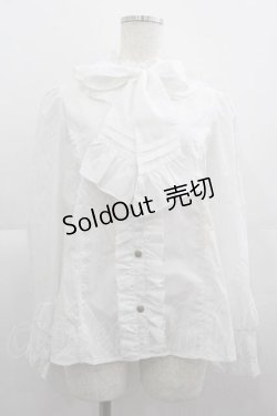 画像1: axes femme kawaii / リボンボウタイブラウス M ホワイト I-25-05-07-032-AX-BL-HD-ZI