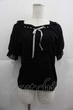 画像1: axes femme POETIQUE / ヒマワリ刺繍フリルカットプルオーバー M ブラック I-25-05-07-033-AX-TO-HD-ZI