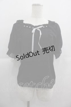 画像1: axes femme POETIQUE / ヒマワリ刺繍フリルカットプルオーバー M ブラック I-25-05-07-033-AX-TO-HD-ZI