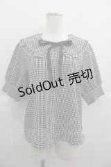 axes femme POETIQUE / ギンガムチェックフリルブラウス M ブラック I-25-05-07-035-AX-BL-HD-ZI