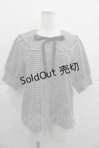 axes femme POETIQUE / ギンガムチェックフリルブラウス M ブラック I-25-05-07-035-AX-BL-HD-ZI