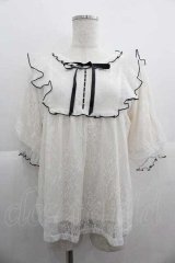axes femme / バイカラーレーストップス  白 I-25-05-07-040-AX-TO-HD-ZI