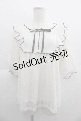 axes femme / バイカラーレーストップス  白 I-25-05-07-040-AX-TO-HD-ZI