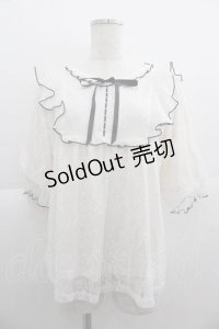 axes femme / バイカラーレーストップス  白 I-25-05-07-040-AX-TO-HD-ZI
