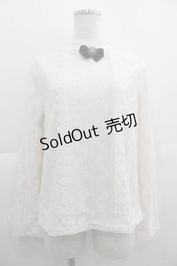 画像1: axes femme / リボンブローチ付レーシーブラウス M 生成り I-25-05-07-041-AX-BL-HD-ZI
