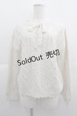 画像1: axes femme / レースアップ花刺繍ニット  アイボリー I-25-05-07-043-AX-TO-HD-ZI