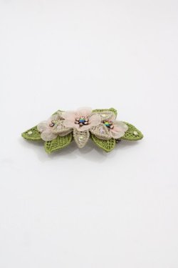 画像1: Michal Negrin / フラワーバレッタ  ピンクＸ緑 I-25-05-08-081-LO-AC-HD-ZI