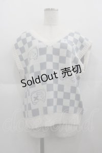 LOLITAその他(お買取対象外) / コントローラー市松柄ニットベスト  白Ｘブルーグレー I-25-05-11-063-LO-TO-HD-ZI