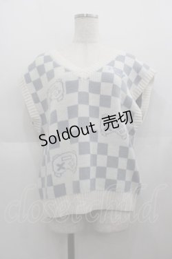 画像1: LOLITAその他(お買取対象外) / コントローラー市松柄ニットベスト  白Ｘブルーグレー I-25-05-11-063-LO-TO-HD-ZI