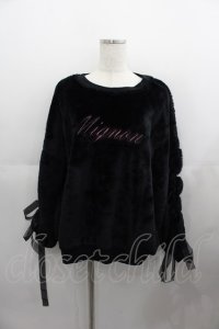 Ank Rouge / ファー袖編み上げトップス  黒 I-25-05-11-068-CA-TO-HD-ZI