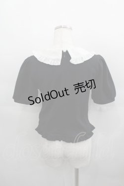 画像2: Ank Rouge / フリル襟半袖トップス  黒Ｘ白 I-25-05-11-070-CA-TO-HD-ZI