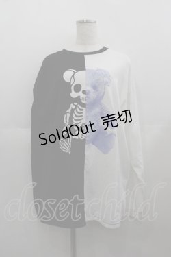画像1: LISTEN FLAVOR / くま2カラーカットソー  黒Ｘ白Ｘ青 I-25-05-11-076-PU-TO-HD-ZI