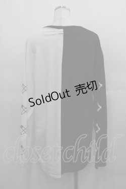 画像2: LISTEN FLAVOR / くま2カラーカットソー  黒Ｘ白Ｘ青 I-25-05-11-076-PU-TO-HD-ZI
