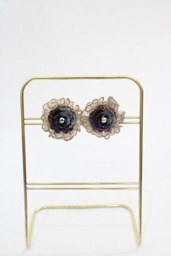 画像1: Michal Negrin / 2色薔薇モチーフイヤリング  ラベンダーＸブルー I-25-05-11-011-LO-AC-HD-ZI