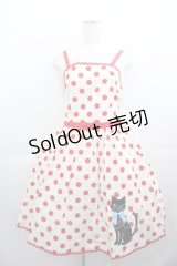 Shirley Temple / 黒猫ジャンパースカート 160CM 白Ｘ赤 I-25-05-11-095-ET-OP-HD-ZI